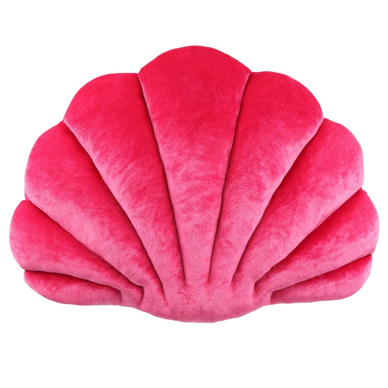 Yi-gog Seashell Pillow Sea Shaped Decorative Princess Throw Pillow 3D Velvet Soft Ocean Cute Throw Pillows for Bed Couch Chair Sofa Room 18 X 13 inch - Image 1
